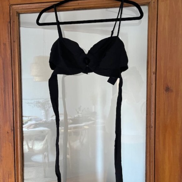 7 for all Mankind Linen Blend Tie Back Crop Top - Picture 3 of 3